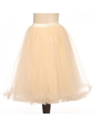 Slips Women's 1950's 5 Layers Tulle Petticoat Slip Underskirt Trimming Edge - Sky Blue - C11806H2GX5 $25.77