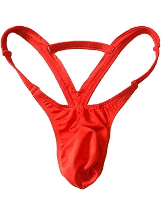 G-Strings & Thongs Men's Bikini Boxer Briefs Trip Thongs G-String Milk Silk Underwear Shorts - Red(g-string) - C311OKC8CDN $1...