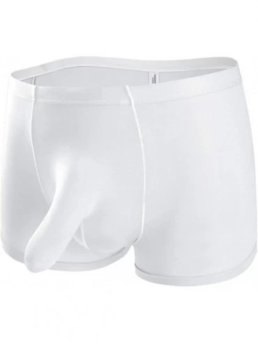 Boxer Briefs Men's Sexy Lingerie Bulge Pouch Boxer Brief Underwear Trunks with Sleeve - White - CV18IESZCGO $9.67