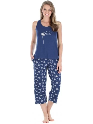Sets Women's Sleepwear Jersey Lightweight Capri Pajama Set - Tank Top Set - Dandelion - CT18ILRT9CX $26.54