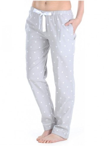 Bottoms Women's Cotton Flannel Pajama PJ Pants with Pockets - Grey Polka Dot - CI12ED6QGTH $35.51