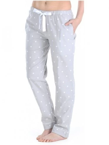 Bottoms Women's Cotton Flannel Pajama PJ Pants with Pockets - Grey Polka Dot - CI12ED6QGTH $34.16