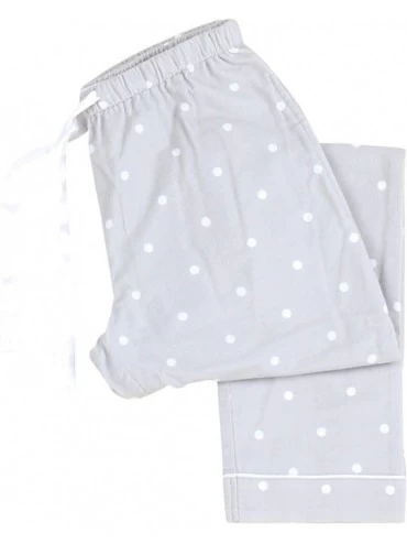 Bottoms Women's Cotton Flannel Pajama PJ Pants with Pockets - Grey Polka Dot - CI12ED6QGTH $14.38