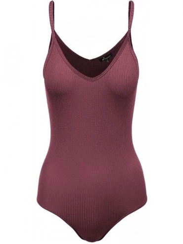 Shapewear Women's Racerback Tank Top Ribbed Cotton Bodysuits - 044-burgundy - CY18SHUMRN6 $27.14