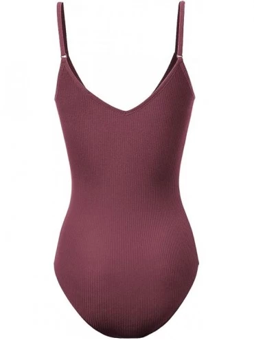 Shapewear Women's Racerback Tank Top Ribbed Cotton Bodysuits - 044-burgundy - CY18SHUMRN6 $16.92