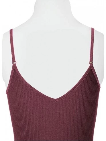 Shapewear Women's Racerback Tank Top Ribbed Cotton Bodysuits - 044-burgundy - CY18SHUMRN6 $16.92