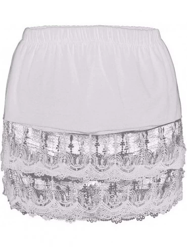 Slips Falda Womens Fashion Plus Size Layered Tiered Sheer Lace Trim Extender Half Slips Skirt - White - CN18ZEYKT8W $10.14