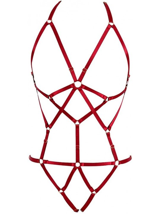 Women Strappy Full Cage Body Harness Lingerie Garter Belt Set Strap ...