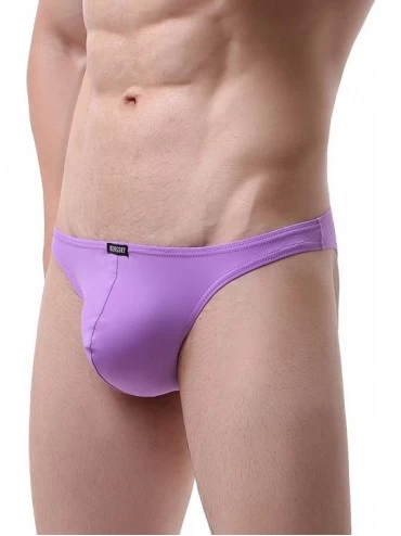 Bikinis Men's Sexy Brazilian Underwear Soft Pouch Bikini Under Panties Half Back Coverage Mens Underwear - Purple - CU18YYTTH...