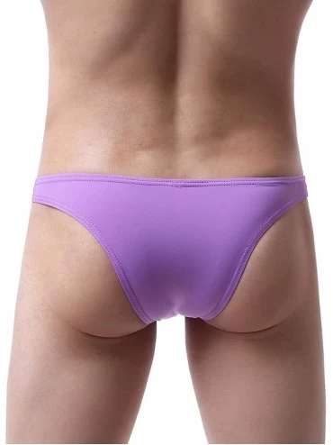 Bikinis Men's Sexy Brazilian Underwear Soft Pouch Bikini Under Panties Half Back Coverage Mens Underwear - Purple - CU18YYTTH...