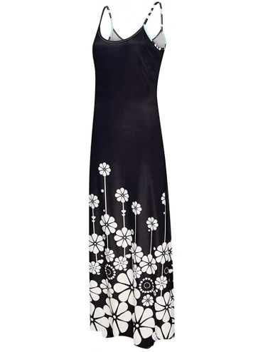 Nightgowns & Sleepshirts Women Summer Sling Dress Fashion Long Dress Slim Fit Sleepdress Home Casual Dress - Black - CE190EGD...