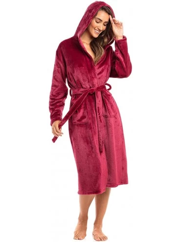 Robes Spa Collection Plush Fleece Robe w/Hood Luxurious Warm Bathrobe - Taupe - C618W2X5TS7 $17.34