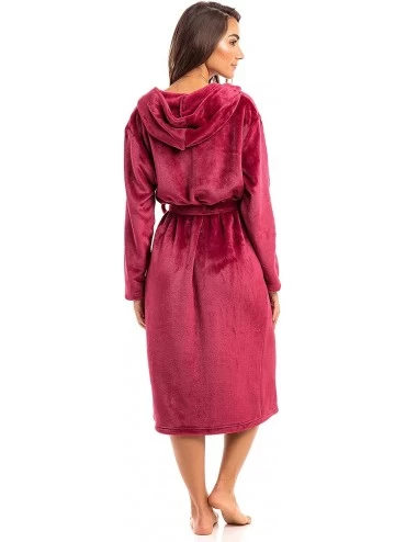 Robes Spa Collection Plush Fleece Robe w/Hood Luxurious Warm Bathrobe - Taupe - C618W2X5TS7 $17.34