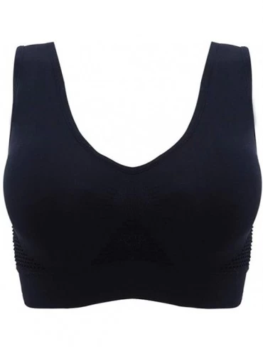 Bras Seamless Bras for Women Sleep Leisure Yoga Bra Padded Wireless Thin Soft Comfy Pullover Tops Plus Size - Black - C219443...