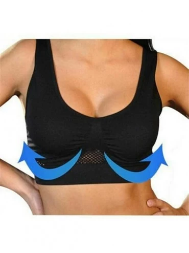 Bras Seamless Bras for Women Sleep Leisure Yoga Bra Padded Wireless Thin Soft Comfy Pullover Tops Plus Size - Black - C219443...