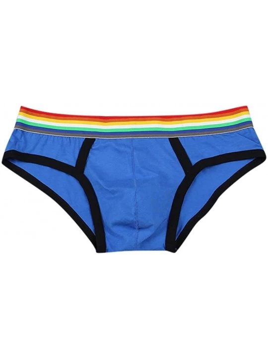 Bikinis Men's Sex Solid Comfortable Hot Fashion Colourful Boxer Brief - Blue - C018X4ULOWA $9.76