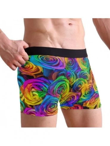 G-Strings & Thongs Men's Boxers Briefs Men Boxer Shorts Mens Trunks Tropical Surfing with Palm Trees - Vibrant Rainbow Floral...