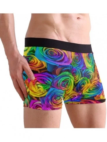 G-Strings & Thongs Men's Boxers Briefs Men Boxer Shorts Mens Trunks Tropical Surfing with Palm Trees - Vibrant Rainbow Floral...