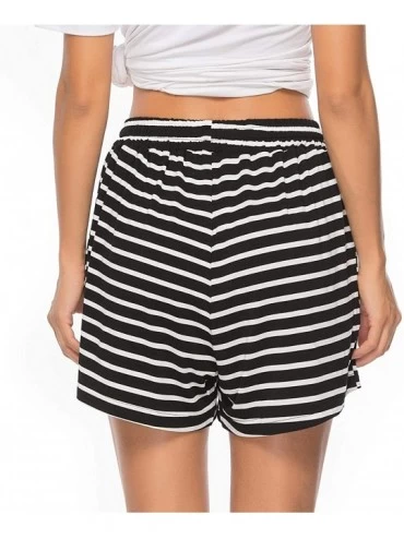 Bottoms Women's Pajama Short Bottoms Cotton Sleeping Striped Shorts for Sleep Gym Running - Black-stripes - CS18RNWU79U $18.40