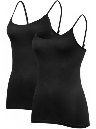 Shapewear Seamless Compression Cami Tops with Adjustable Straps-1-3 Pack - 2 Pack (Black) - CA196WXR8KN $43.09