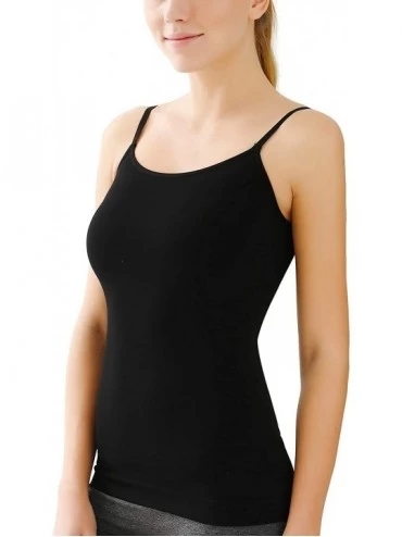 Shapewear Seamless Compression Cami Tops with Adjustable Straps-1-3 Pack - 2 Pack (Black) - CA196WXR8KN $18.96