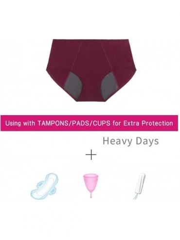 Panties Womens Period Panties for Teens Leak Proof Underwear Menstrual Heavy Flow Protective Hipsters - Deep Red/Navy Blue/Gr...