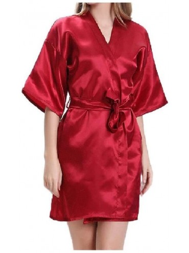 Robes Women Lounger Chemise Charmeuse Thick Bathrobe Cardi Loungewear Red M - Red - C919DCTYIIQ $71.61
