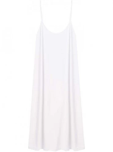 Nightgowns & Sleepshirts Women's Full Slip Under Adjustable Spaghetti Strap Cami Mini Dress - White - CK18LLCA0U9 $38.01
