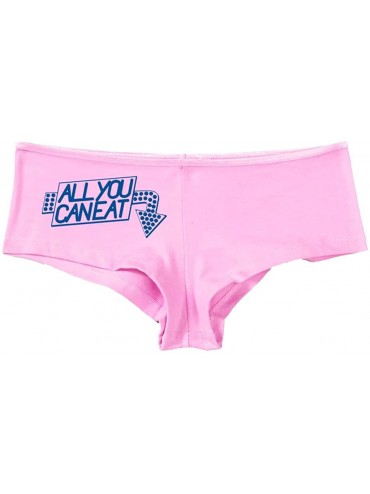 Panties Women's All You Can Eat Hot Booty Fun Sexy Boyshort - Soft Pink/Royal Blue - CH11UPIEOX3 $28.53