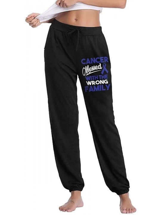 Bottoms Colon Cancer Messed with The Wrong Family Womens Fleece Jogger Sweatpant - C818YMHIR7K $32.12