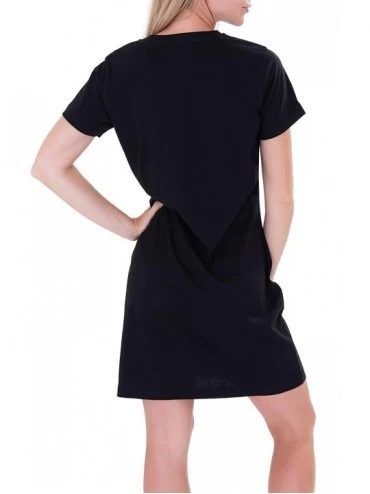 Nightgowns & Sleepshirts Sleep Long Length Nightshirt - Black - CK11Q7T54S3 $20.91