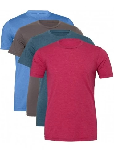 Undershirts 4 Pack Men's Heather Cotton Poly T-Shirt - Cool and Deep - CR18KAH8ZXQ $31.02