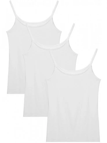 Camisoles & Tanks Scoop Neck Camisole Tops for Women- Hight Elasticity Ultra soft Camis- Solid Base Layer 3 PACK - White - CM...