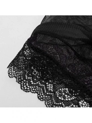 Bustiers & Corsets Open Back Hollow Pajamas Women Lace Underwear Thongs Jumpsuit Bodysuit Lingerie - Black - CR193DNRMEI $13.52