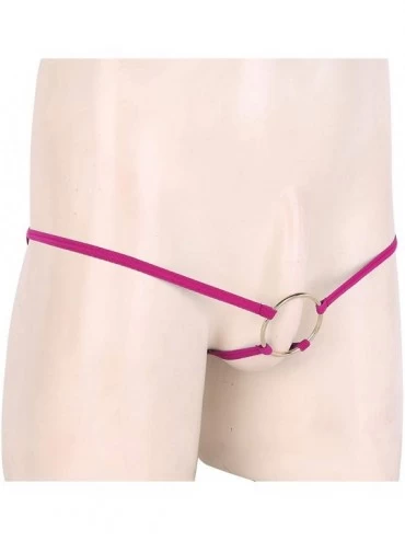 G-Strings & Thongs Men's Jockstrap O Ring Enhancing G-String Thong Underwear C-Strap T-Back Briefs - Rose - C819DAL5T6L $9.40