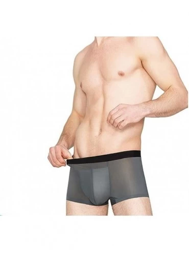 Boxer Briefs Men's Underwear Ice Silk Boxer Briefsee-Through Transparent Briefs - Deep Grey - CZ18T843H9Y $19.43
