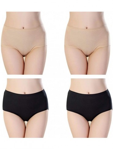 Panties Women's Panties Bamboo Fiber Underwear Soft Breathable Underpants Pack 4 - Black- Skin - CE18Q40M0WN $27.71