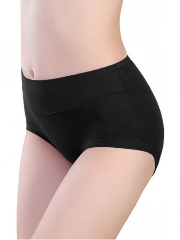 Panties Women's Panties Bamboo Fiber Underwear Soft Breathable Underpants Pack 4 - Black- Skin - CE18Q40M0WN $25.78