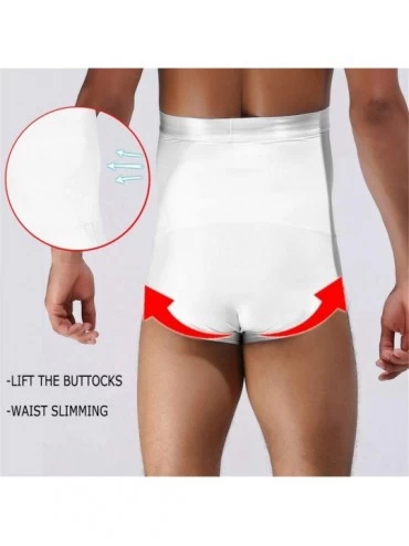 Shapewear Men's High Waist Slimming Body Shaper Tummy Control Shapewear Waist Abdomen Trimming Boxer Brief - White2 - CD18NCM...