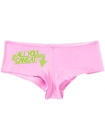 Panties Women's All You Can Eat Hot Booty Fun Sexy Boyshort - Soft Pink/Lime Green - CF11UPIE50Z $27.59