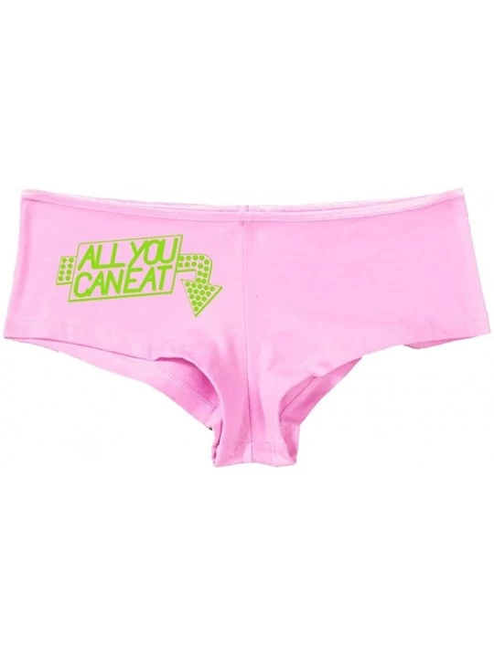Panties Women's All You Can Eat Hot Booty Fun Sexy Boyshort - Soft Pink/Lime Green - CF11UPIE50Z $14.88