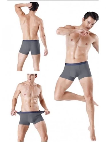 Boxer Briefs Men's Underwear Ice Silk Boxer Briefsee-Through Transparent Briefs - Deep Grey - CZ18T843H9Y $8.25