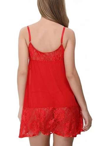 Tops Womens Sleepwear Chemise Nightgown V-Neck Babydoll Comfort Pajamas with Embroidered Cup - C0186DRN792 $14.10