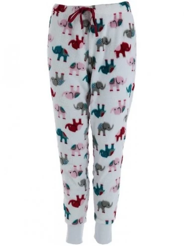 Bottoms Women's Novelty Print Jogger Pajama Pants - White Elephants - CI18AT4C96U $32.66