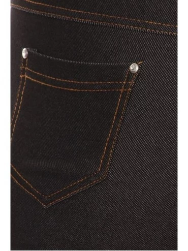 Shapewear Women's Plus Size Cotton Blend Stretchy Jeggings with 5 Pockets - Black - CT12CNZQR0X $20.49