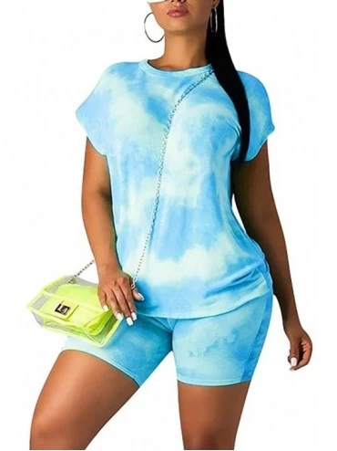 Sets Women's 2 Piece Short Outfits Sweatshirt Clubwear Tracksuits Joggsuit Sportwear Sweatpants - 6086-blue - CC18W7WTRLD $44.27