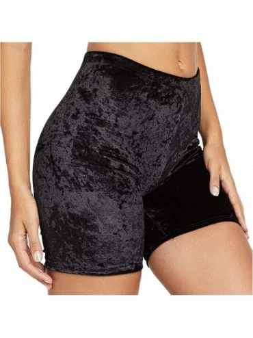 Bottoms Women's Velvet High Waist Shorts Sleep Bottom Casual Stretch Clubwear Workout Pants - Black - C619DWDK09H $11.54