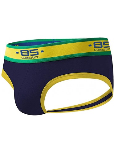 Briefs Men's Cotton Jockstrap- 4-Pack Low Rise Bulge Thong Stretch Underwear Briefs - Navy - CP19DG2TC4X $33.78
