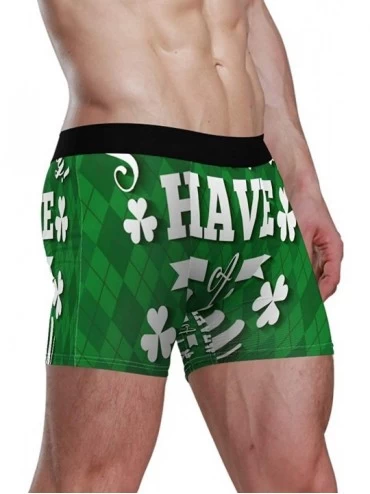 Boxer Briefs Men Boxer Briefs Polyester Underwear Men 1 Pack Boxer Briefs with Saint Patrick's Day Pattern S - As Picture - C...