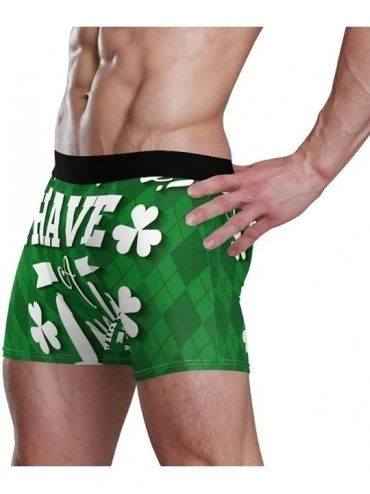 Boxer Briefs Men Boxer Briefs Polyester Underwear Men 1 Pack Boxer Briefs with Saint Patrick's Day Pattern S - As Picture - C...
